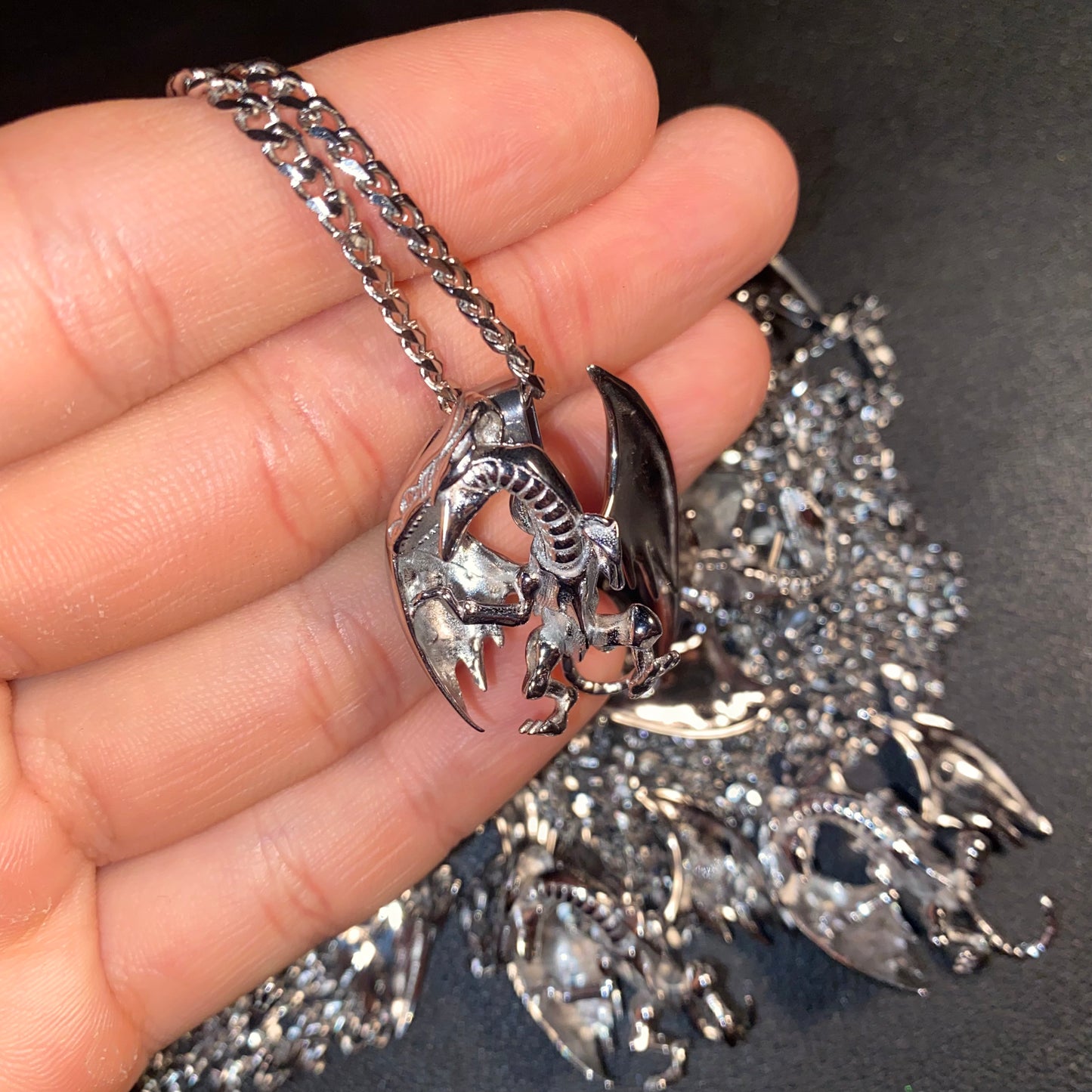 White 2025 dragon necklace